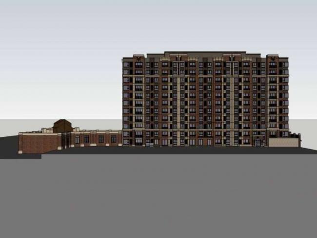 Sketchup住宅模型|高层住宅，沿街商业，西式古典风格