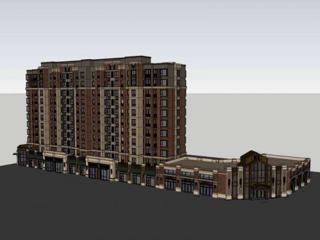 Sketchup住宅模型|高层住宅，沿街商业，西式古典风格