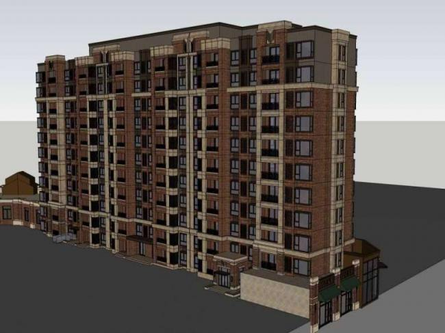 Sketchup住宅模型|高层住宅，沿街商业，西式古典风格