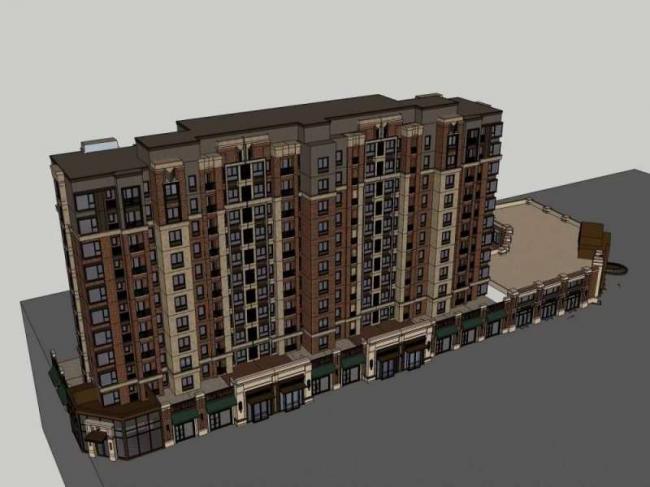 Sketchup住宅模型|高层住宅，沿街商业，西式古典风格