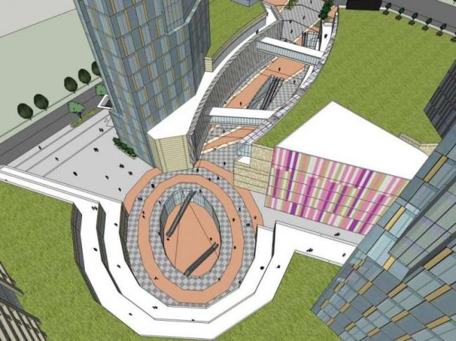 Sketchup综合体模型|超高层办公楼，底层商业，综合体，现代风格