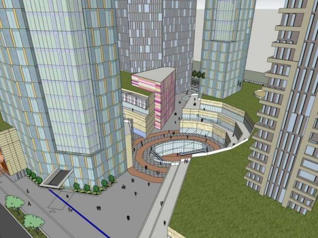 Sketchup综合体模型|超高层办公楼，底层商业，综合体，现代风格