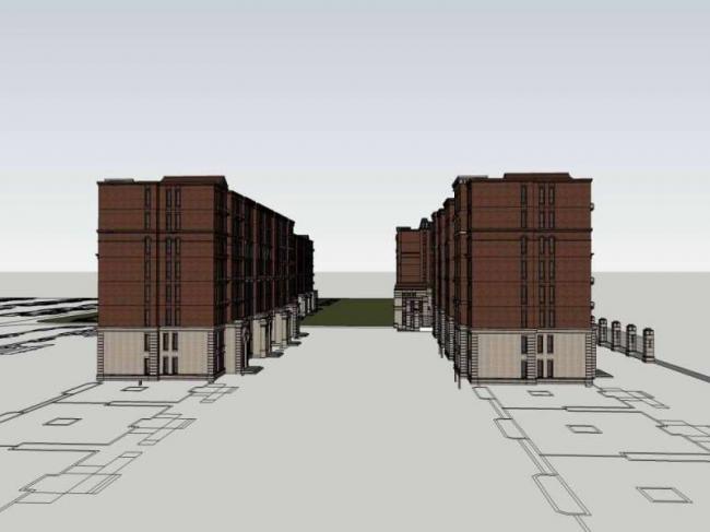 Sketchup商业模型|多层公寓住宅，商业，古典风格
