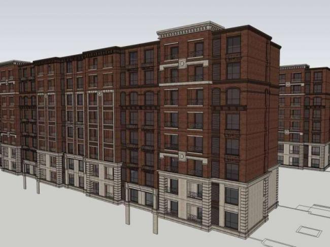 Sketchup商业模型|多层公寓住宅，商业，古典风格