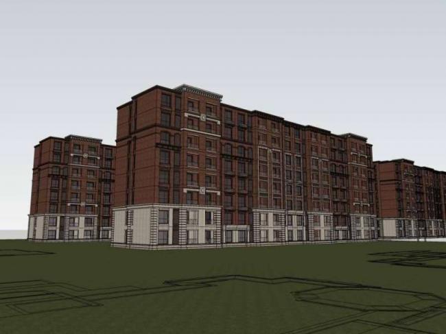 Sketchup商业模型|多层公寓住宅，商业，古典风格