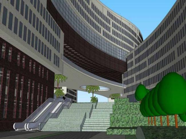 Sketchup办公模型|高层办公楼，现代风格