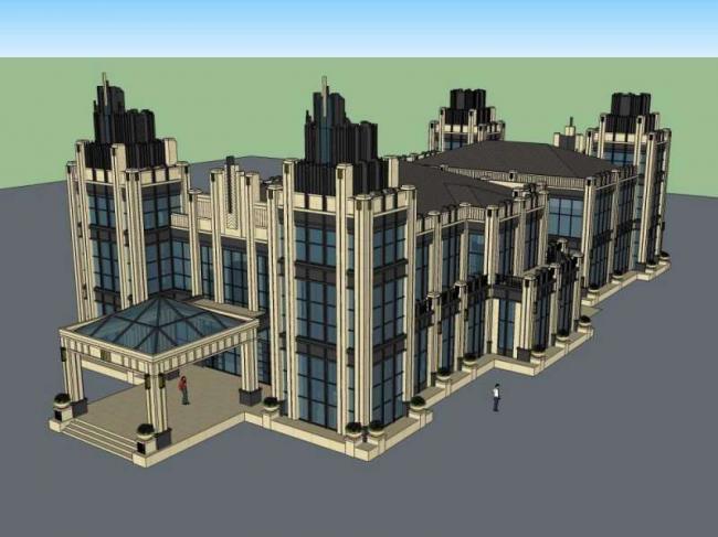 Sketchup商业模型|多层商业会所，古典风格