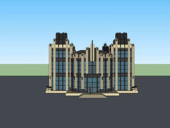 Sketchup商业模型|多层商业会所，古典风格