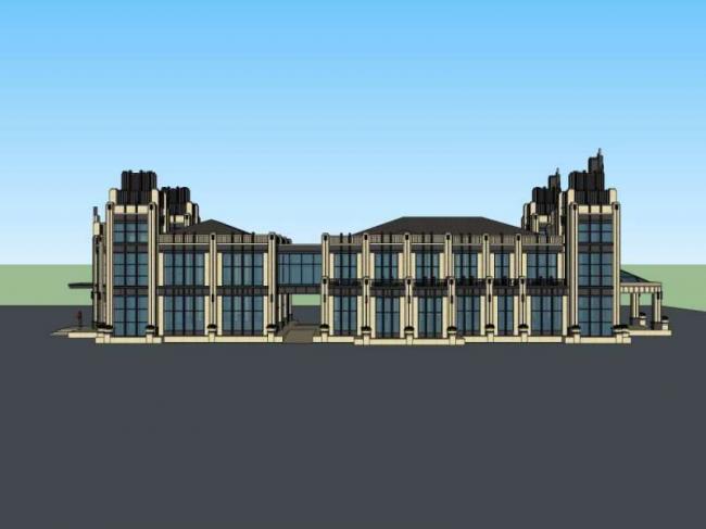 Sketchup商业模型|多层商业会所，古典风格