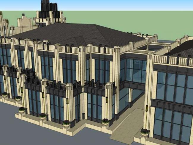 Sketchup商业模型|多层商业会所，古典风格