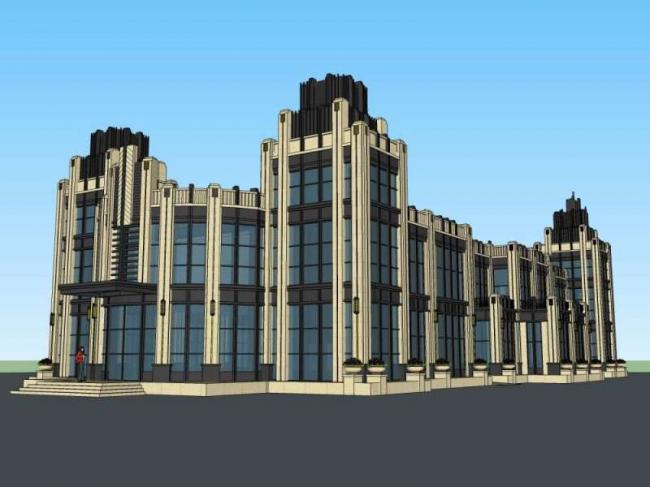 Sketchup商业模型|多层商业会所，古典风格