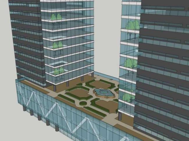 Sketchup办公模型|高层办公楼，现代风格