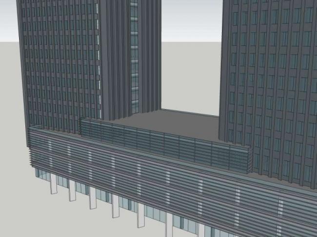 Sketchup办公模型|高层办公楼，古典风格