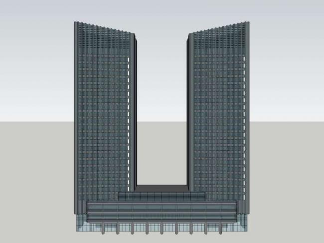 Sketchup办公模型|高层办公楼，古典风格
