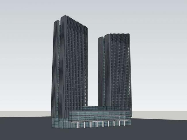 Sketchup办公模型|高层办公楼，古典风格