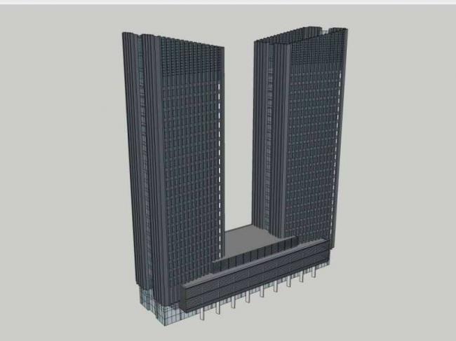 Sketchup办公模型|高层办公楼，古典风格