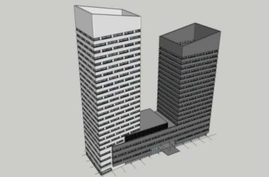 Sketchup办公模型|高层办公楼，写字楼，现代风格-BIM建筑网