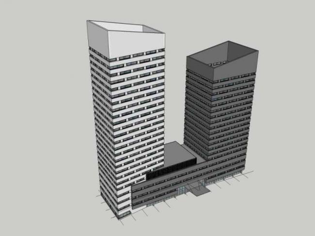 Sketchup办公模型|高层办公楼，写字楼，现代风格