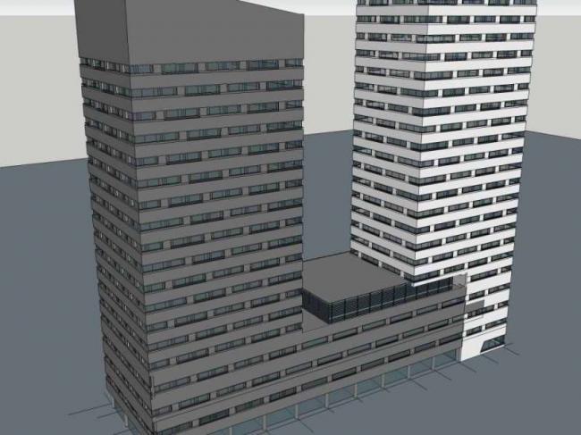 Sketchup办公模型|高层办公楼，写字楼，现代风格