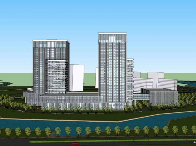 Sketchup办公模型|高层办公楼，现代风格