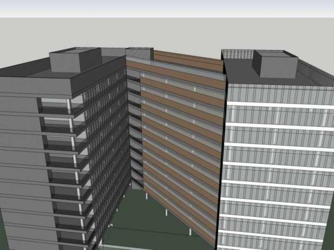 Sketchup办公模型|高层办公楼，现代风格