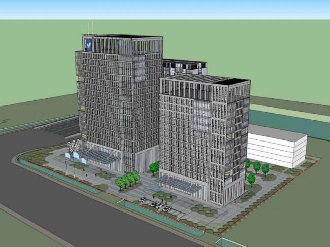 Sketchup办公模型|高层办公楼，古典风格