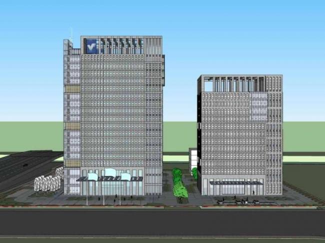 Sketchup办公模型|高层办公楼，古典风格