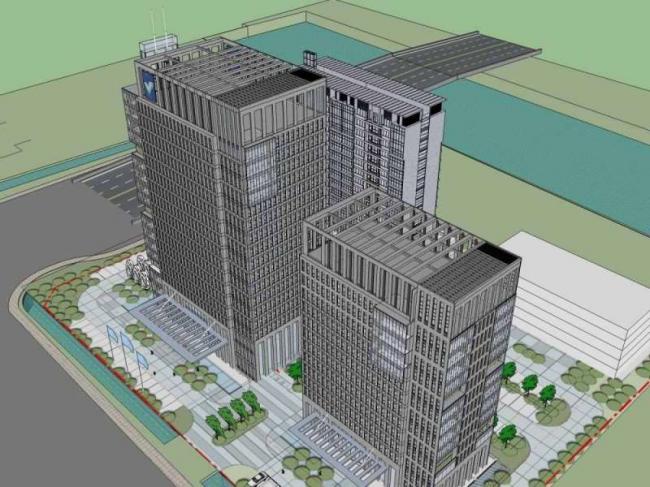 Sketchup办公模型|高层办公楼，古典风格