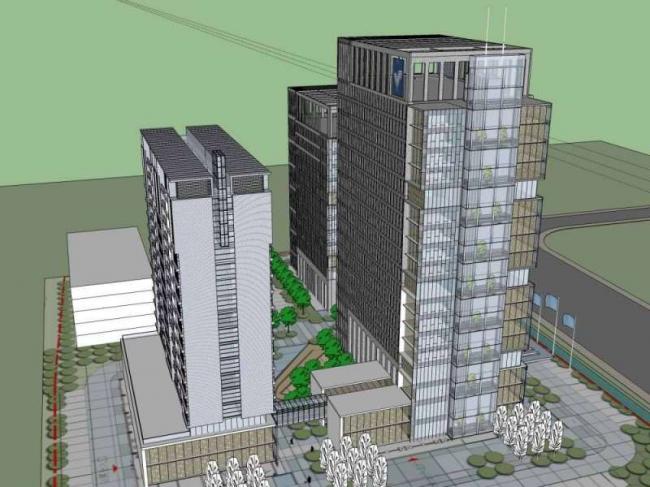 Sketchup办公模型|高层办公楼，古典风格