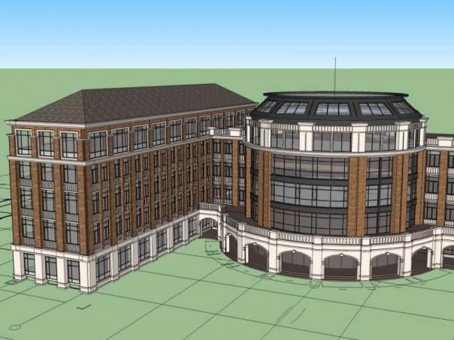 Sketchup学校模型|多层学校教学楼，校园教育建筑，古典风格