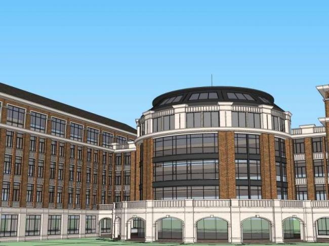 Sketchup学校模型|多层学校教学楼，校园教育建筑，古典风格