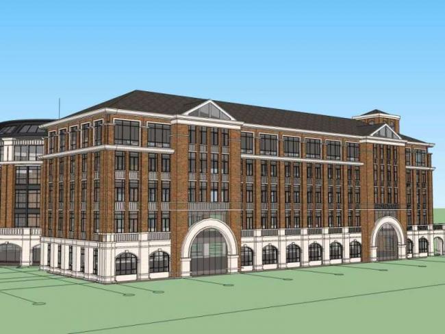 Sketchup学校模型|多层学校教学楼，校园教育建筑，古典风格