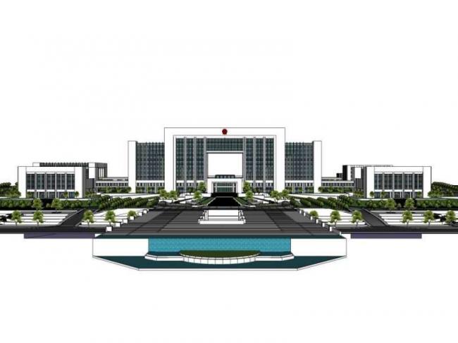 Sketchup办公模型|行政中心规划办公楼，多层高层，现代风格