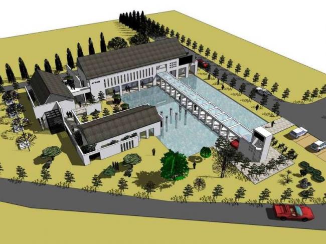 Sketchup办公模型|水电厂办公楼，多层，现代中式