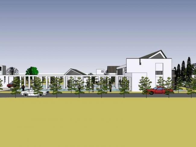 Sketchup办公模型|水电厂办公楼，多层，现代中式