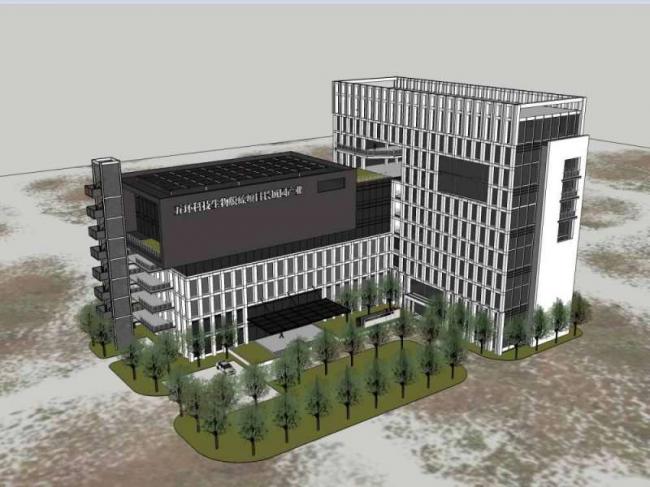 Sketchup办公模型|五环科技生物脱硫项目长城园产业，多层高层办公楼，现代风格
