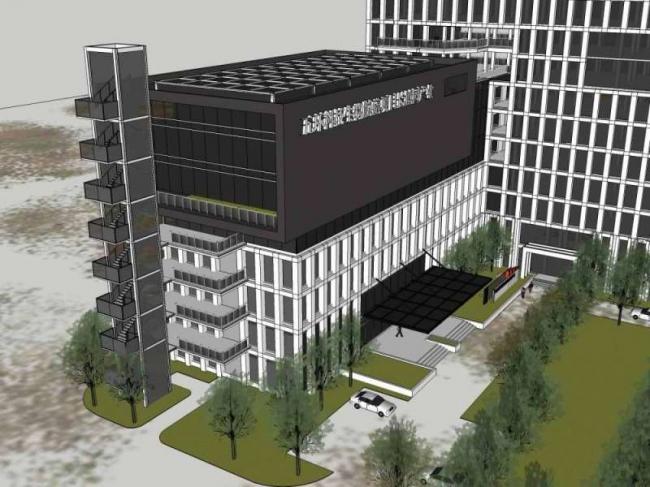 Sketchup办公模型|五环科技生物脱硫项目长城园产业，多层高层办公楼，现代风格