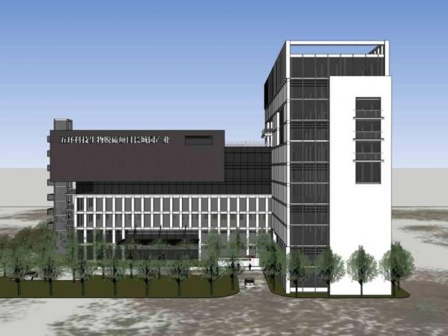 Sketchup办公模型|五环科技生物脱硫项目长城园产业，多层高层办公楼，现代风格
