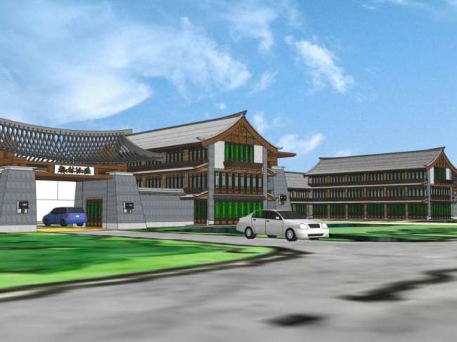 Sketchup商业模型|商业区大门设计，中式古典风格