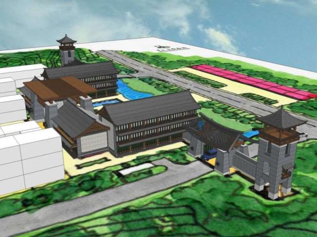 Sketchup商业模型|商业区大门设计，中式古典风格