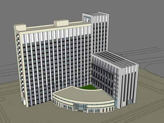 Sketchup办公模型|高层办公楼，古典风格