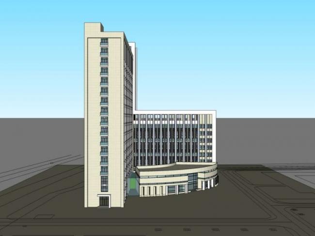 Sketchup办公模型|高层办公楼，古典风格