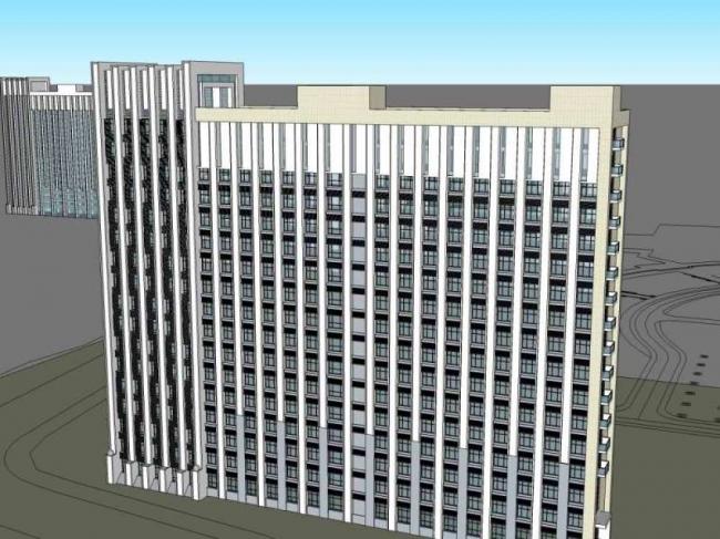 Sketchup办公模型|高层办公楼，古典风格