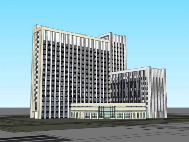 Sketchup办公模型|高层办公楼，古典风格