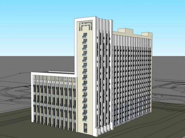 Sketchup办公模型|高层办公楼，古典风格