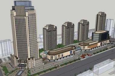 Sketchup办公模型|某总部基地办公楼设计，高层办公楼，古典风格-BIM建筑网