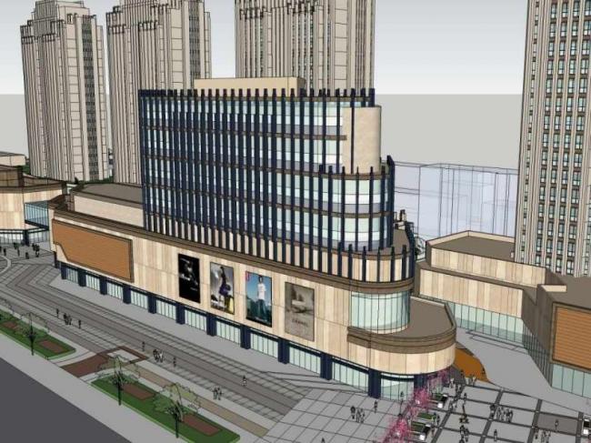 Sketchup办公模型|某总部基地办公楼设计，高层办公楼，古典风格