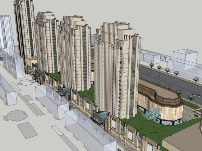 Sketchup办公模型|某总部基地办公楼设计，高层办公楼，古典风格