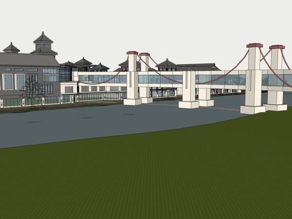 Sketchup商业模型|多层游览街，商业街，中式风格
