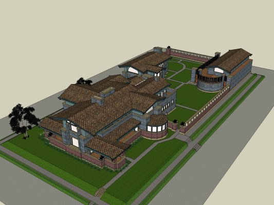Sketchup商业模型|多层草原会所，商业，古典风格
